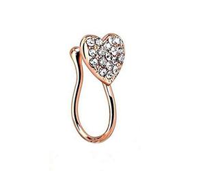 PULABO Women Glitter Rhinestone Heart Fake Non Piercing Clip-On Nose Ring Stud Sturdy In Use Convenient