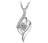 PULABO Women Necklace Silver Diamond Women Necklace 925 Sterling Silver Statement Crystal Pendant CWomen Fashion Jewelry Accessories Creative