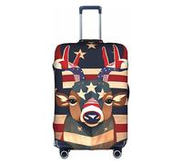 PULaif Blue Musical Notes Travel Box Protective Cover,Travel Luggage Cover,Suitcase Protector Fits 18-32 In,Suitcase Cover, Americana Flag Deer, L