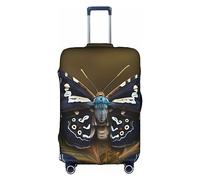 PULaif Blue Musical Notes Travel Box Protective Cover,Travel Luggage Cover,Suitcase Protector Fits 18-32 In,Suitcase Cover, Beautiful Moth Wings, M