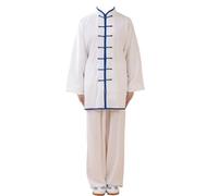 PULaif Chinese Martial Arts Uniform Suit, Unisex Kung Fu Suits Multicolor Multiple Sizes For Tai Chi Martial Arts Meditation Qigong(White C,XXL)