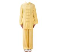 PULaif Chinese Martial Arts Uniform Suit, Unisex Kung Fu Suits Multicolor Multiple Sizes For Tai Chi Martial Arts Meditation Qigong(Yellow,S)
