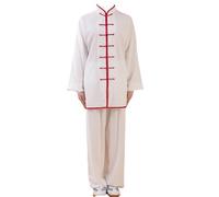 PULaif Chinese Martial Arts Uniform Suit, Unisex Kung Fu Suits Multicolor Multiple Sizes For Tai Chi Martial Arts Meditation Qigong(White B,XL)