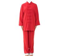 PULaif Chinese Martial Arts Uniform Suit, Unisex Kung Fu Suits Multicolor Multiple Sizes For Tai Chi Martial Arts Meditation Qigong(Red B,XL)