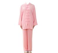 PULaif Chinese Martial Arts Uniform Suit, Unisex Kung Fu Suits Multicolor Multiple Sizes For Tai Chi Martial Arts Meditation Qigong(Pink C,XXL)