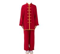 PULaif Chinese Martial Arts Uniform Suit, Unisex Kung Fu Suits Multicolor Multiple Sizes For Tai Chi Martial Arts Meditation Qigong(Red a,XS)