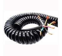 PULaif Coiled mains Flex Curly Spring Cord, 0.2 Square Millimeter 6 Core Expandable Spiral Cable Power Cord,24AWG(7.5meter)