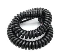 PULaif Coiled mains Flex Curly Spring Cord, 3 Core,Black Spiral Electric Cable Wire 0.5 Square 2.5-7.5 Meters(3core 24AWG,Line length 7.5m)