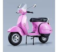 PULaif Collection Simulation 1:10 Scale For Vespa 125 Off Road Motorbike Alloy Model Sound Light Diecast Motorcycle Vehicle Toy Gift(Black- Silver)