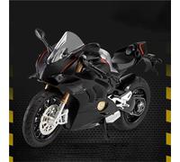 PULaif Collection Simulation 1:12 Scale For DUCATI V4S Panigale Off Road Motorbike Alloy Model Sound Light Diecast Motorcycle Vehicle Toy Gift(Black- Silver)