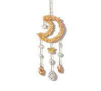 PULaif Crystals Suncatcher, Crystal Suncatcher Sun Moon Wind Chime Citrine Chip Stones Crystal Ball Rainbow Maker