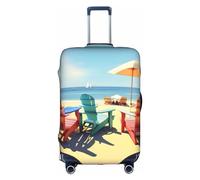 PULaif Cute Bichon Frise Dog Travel Box Protective Cover,Travel Luggage Cover,Suitcase Protector Fits 18-32 In,Suitcase Cover, Beach Chairs And Scenery, XL