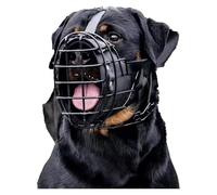 PuLaif Dog Training Muzzle, Adjustable Metal and Leather Muzzle for German Shepherd, Doberman, Rottweiler and Other Medium and Large Dogs(L)