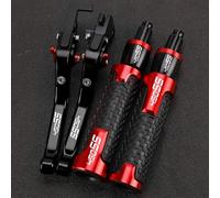 PULaif Handbrake Acessories Extendable Folding Brake Clutch Levers Motorcycle CNC Aluminum for CFMOTO 450SS 450SS 2023-2024 7/8'' 22MM Handle Handlebar Grips Multicolor(Black red)