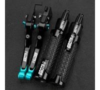 PULaif Handbrake Extendable Folding Accessories Adjustable Brake Clutch Levers Handle Accessories for CFMOTO 650TRG 650 Motorcycle CNC Aluminum Multicolor(Black- Silver)