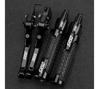 PULaif Handbrake Handle Handlebar Grips Ends Adjustable for Aprilia SR50MY SR 50 My 2014 2015 2016 2017 2018 2019 Motorcycle Brake Clutch Levers Multicolor(Black- Silver)