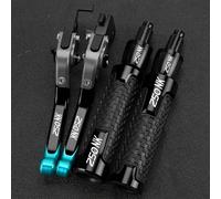 PULaif Handbrake Handlebar Brake Handle Clutch Levers Grips Ends for CFMOTO 250NK 250 NK 2022 2023 Accessories CNC Aluminum Adjustable Motorcycle Multicolor(Black- Silver)