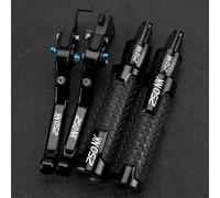 PULaif Handbrake Motorcycle CNC Aluminum Accessories Adjustable for CFMOTO 250NK 250 NK 2022 2023 Brake Handle Clutch Levers Handlebar Grips Ends Multicolor(Black- Silver)
