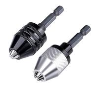 PULaif Keyless Hand Drill Chuck, 2PCS 0.3-6.5mm Keyless Drill Chuck Conversion Tool Keyless Conversion Chuck Adapter,1/4-Inch Hex Shank Drill
