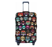 PULaif New York Travel Box Protective Cover,Travel Luggage Cover,Suitcase Protector Fits 18-32 In,Suitcase Cover, Mexican Colourful Skull, M