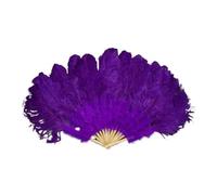 PULaif Ostrich Feather Fans, 1/2Pcs Natural Feather Fans 13Bone 60CM Hands Held Folding Fan(Purple,1Pcs)