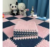PULaif Plush Crawling Mat, 12x12 Inches Interlocking Puzzle Foam Floor Mat Multicolor Pack of 16/20 Pcs(Dark Blue+pink,16 Pcs)