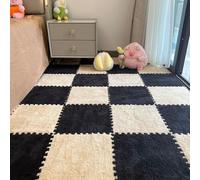 PULaif Plush Crawling Mat, EVA Foam Interlocking Carpet Tiles Multicolor 12x12in Pack of 16(Apricot and Black)