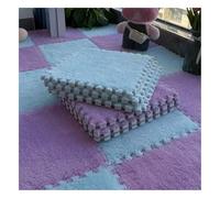 PULaif Plush Crawling Mat, Interlocking Carpet Tiles Pack Of 10 12x12 inches Multicolor(Light Blue+light Purple)