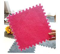 PULaif Plush Crawling Mat, Interlocking Foam Playmat Pack Of 12 Multicolor 12x12inch(Rose Red)