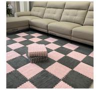 PULaif Plush Crawling Mat, Pack Of 10 Interlocking Foam Carpet Tiles Multicolor 12x12 inches(Gray+Pink)