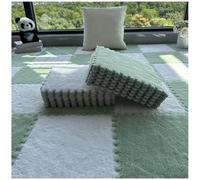 PULaif Plush Crawling Mat, Pack of 15 Plush Interlocking Foam Carpet Tiles 12x12 inch Multicolor(White+green)