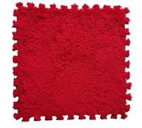 PULaif Plush Crawling Mat, Pack Of 80 Interlocking Foam Floor Mat Multicolor 12x12 inches(Red)