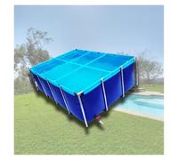 PULaif PVC Canvas Fish Pond, Canvas Fish Pond Above Ground For Koi Lobster Steel Frame Drain Valve Blue(120 * 80 * 50cm)