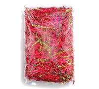 PuLaif Raffia Filler， 100g 2-6pack Crinkle Cut Shredded Paper Fillers Friendly Gift Filler(Red golden,100g*4pack)