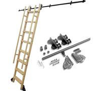 PULaif Rolling Ladder Hardware Kit, Library Sliding Ladder Track Hardware Kit Carbon Steel 1-8m Hardware Only(200cm(6.6 ft) track kit)