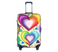 PULaif Rottweiler Wallpaper Travel Box Protective Cover,Travel Luggage Cover,Suitcase Protector Fits 18-32 In,Suitcase Cover, Hearts In Rainbow Colors, S