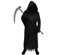 PULASIDO Halloween Costumes, Grim Reaper Costume Set for Girls Boys Adults, Spooky Halloween Costume Set for Adults Scary Ghost Cosplay Masquerade Tunic Outfit with Scary Snake