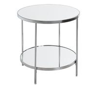pulaski large mirrored round end table with chrome frame