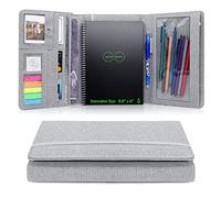 Pulchrum Folio Cover Compatible with Rocketbook Executive Size 6"x8.8", Wave, Everlast Fusion, Panda, A5 Portfolio Organizer with Photos, Pen Loop, Waterproof Fabric, Ribbon bookmark (Gray)