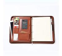 PULeather Conference Folder ， A4 Leather Portfolio Brown 340x240mm