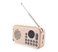 Puleuroy Portable FM Radio Rechargeable Small Wireless Bluetooth Speaker Surround Stereo Sound USB Vintage Radios Cream Color