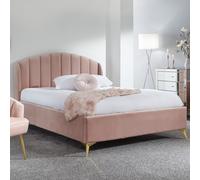 pulford velvet ottoman storage double bed in blush pink