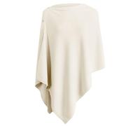PULI Women Button Multiway Ponchos Viscose Knitted Poncho Shawl Cashmere Feel Wrap Scarf for Winter Ivory White