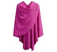 PULI Women Elegant Cross Front Poncho Shawl Wrap Wedding Evening Hotpink
