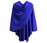 PULI Women Elegant Cross Front Poncho Shawl Wrap Wedding Evening Klein Blue