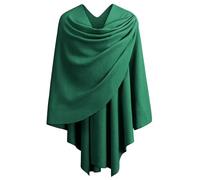 PULI Women Elegant Cross Front Poncho Shawl Wrap Wedding Evening Sea Green