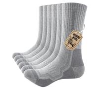 PULIOU Merino Socks Thermal Socks Men Women Hiking Socks Thick Merino Wool Outdoor Trekking Socks Anti-Blisters Work Socks Winter Socks 3 Pairs, gray, 43-46