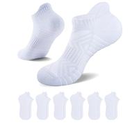 PULIOU Running Socks for men women Training Ankle Sports Socks,Cushioned Performance Anti-Blister Breathable Cotton Athletic Socks (6 Pairs)