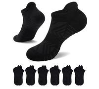 PULIOU Running Socks for men women Training Ankle Sports Socks,Cushioned Performance Anti-Blister Breathable Cotton Athletic Socks (6 Pairs)