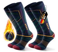 PULIOU Ski Socks Merino Wool, Thermal Socks, Snowboard Socks, Breathable and Anti-Chafing, Suitable for Cold Weather Unisex for Men, Women and Teens, Green XL (2 Pairs)